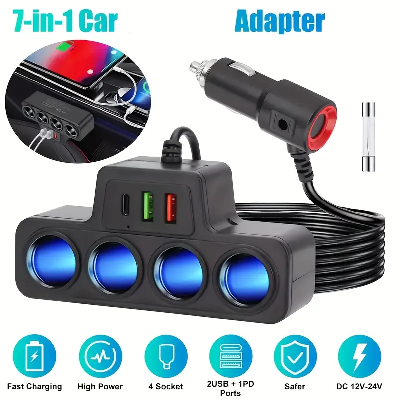 cigarette lighter car charger for iphone LISEN 54W USB C Car Charger