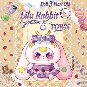 BABY THREE Lily Rabbit Town V4 Plush Blind Box Whole Set - 6pcs Collectible Stuffed Animal Mystery Box with Surprise & Secret Hidden Edition, Kawaii Soft Doll Toy for Kids, Girls, Birthday Gift, Home Decor, Trendy Collectible Figure