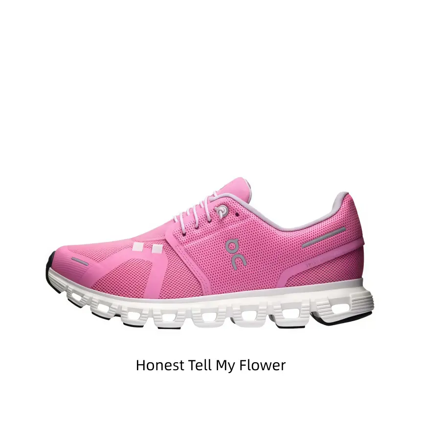 Bright Hot Pink Breathable Mesh Women’s Road Running Shoes White Segmented Hollow Wave Cut Midsole Lace Up Shock Absorbing Athletic Sneakers Non Slip Flexible Outsole Lightweight Daily Jogging Gym Footwear