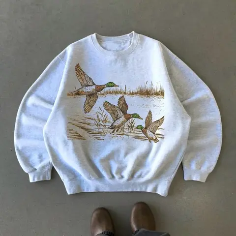 Retro Duck Nature Sweatshirt , 90s Vintage Wildlife Mallard Pullover, Boho Unisex Cabincore Crewneck Cozy Season Rustic Cabin Shirt