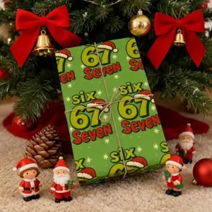 1 Roll Extra Long 58x23 Inch Funny 67 Meme Modern Festive Design Christmas Holiday Gift Wrapping Paper Roll 58 Wide x 23 Long 67 Meme Quotes Party Decorations