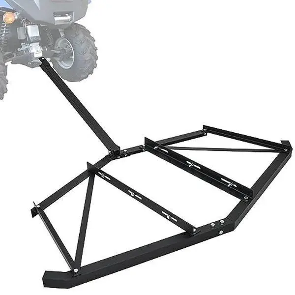 Gaomon 74in Heavy-Duty Tow-Behind Driveway Drag Grader Harrow - Gravel Leveling Tool for Harsh Weather, Garden Beds, ATVs, 4-Wheelers, Tractors, Pin Hitch, 39-Inch Linkage Tongue, 3 Sets Adjustable Bolts, 2 Reinforced Steel Bars, 100lbs+ Load Capacity