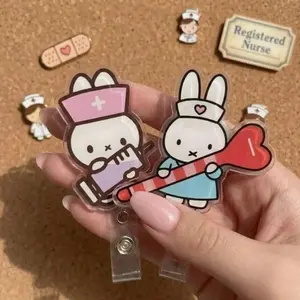 Bunny Nurse Badge Reel, Retractable ID Holder, Cute Healthcare Accessory, RN CNA Badge Clip, Hospital Work Essential, Funny Nurse Gift Idea