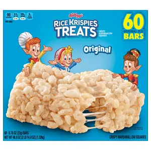 Kellogg’s Rice Krispies Treats Original Bars 60 Ct Marshmallow Snack Bars Kids Box