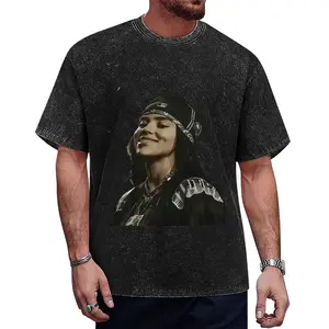 BILLIE THE TOUR Music Fan Graphic Unisex Sports T-Shirt, 230g Heavy Washed Cotton, Oversized Crewneck Short Sleeve, Street Style Casual Sports Top, Water Washable