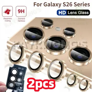 KAYKWONG'S 2 Pack Metal Camera Lens Protection Set for Galaxy S26/s25/s24 Ultra/s26 Plus/s26, Tempered Metal Ring, Detachable Lens Cover, Anti-Glare Design