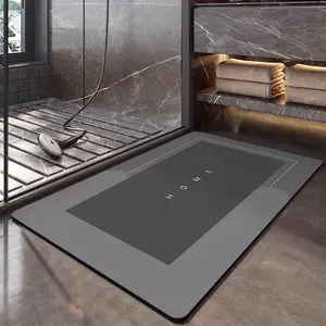 Rectangle 2.0 Diatomite Rubber Bath Mat, Non-Slip Quick-Dry Bathroom Rug, Super Absorbent Mat for Bathroom, Bathtub, Fit Under Door