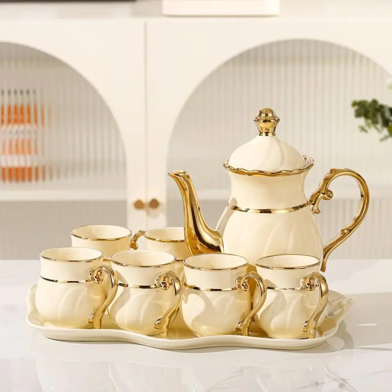 Tea Set, Kitchenware Including Teapot & Teacup & Tray, Tea Pot Sets, Creative Matcha Tea Set for Home Office Use, Housewarming Gift, Ceramic Matcha Set