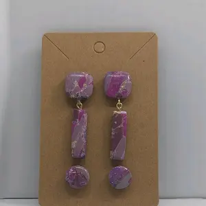 Marbled purple square stud dangle and stud set.