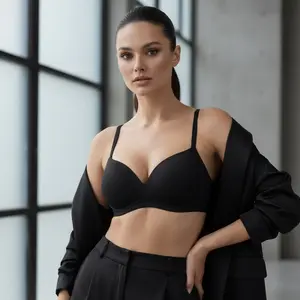 HSIA Women's Veronica Seamless Wireless Push Up Bra - Comfy, No Underwire, Lightly Padded, Plunge Deep V, Full Coverage, Recycled Stretch, Adjustable Smooth Convertible Straps, Wing Design, Hand Wash Only