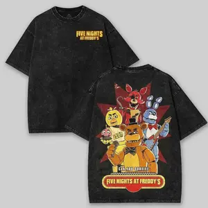 Five Nights at Freddy's Washed Graphic Tee, Oversize Horror Game Shirt, Hoodie Vintage Cotton T-Shirt for Game Fans, Casual Streetwear Menswear, Gamer Gift, Streetwear 8YN RAR
