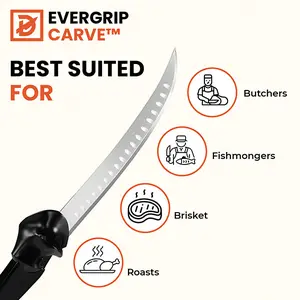EverGrip Carve 10-Inch Granton Scimitar Carving Knife – Right-Handed Professional Butcher & Meat Slicing Knife