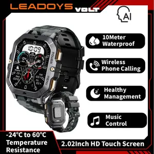 LEADOYS Men's Smartwatch, Rugged fitness smartwatch, for Hiking Running, 120+ Sports Modes, Fitness Tracker, 200+ Custom Watch Faces, 2.02inch Big HD Touch Screen, Gift for Valentine's Day, Running Watch, Waterproof Multifunctional Watch