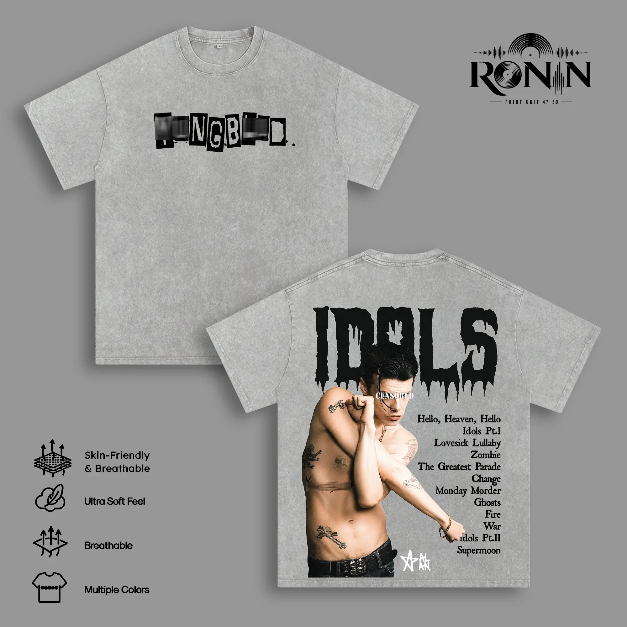 YUNGBLUD Tour 2026 Album Vintage Washed T Shirt, Tracklist Graphic Tee, Alternative Rock Punk Music Shirt, Double Sided Concert Fan Merch, Oversized Heavyweight Cotton Streetwear, Unisex Gift Apparel