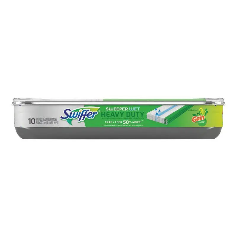 SWIFFER SweeperWet Heavy-Duty Floor Mop Refill Pads, 10 x 8 in, 10 Pads, 2.06 lbs, Compatible with Sweeper Mops