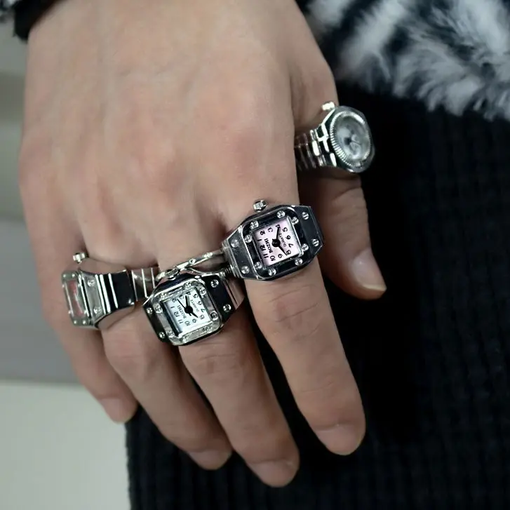 Little Quartz Clock Decor Ring Vintage Accessories Trendy Multi-Color Rings