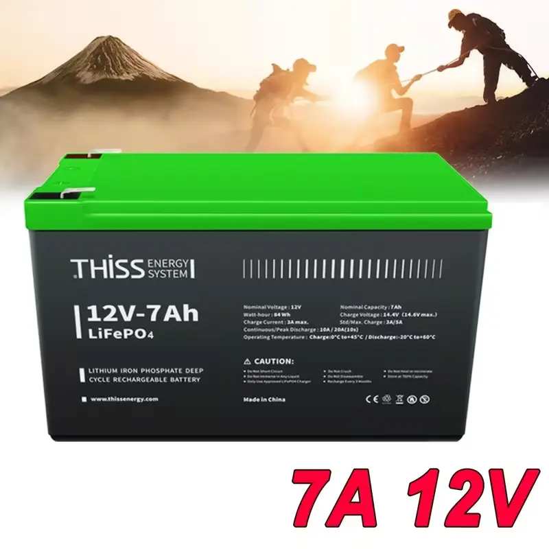 12V 7Ah Upgraded Lithium Iron Phosphate (LiFePO4) Battery with Built-in BMS, CE & ROHS Certified, Flexible Rechargeable Power Tool Accessory, Series-Parallel Connection, for Home Solar Storage, Backup Power Systems