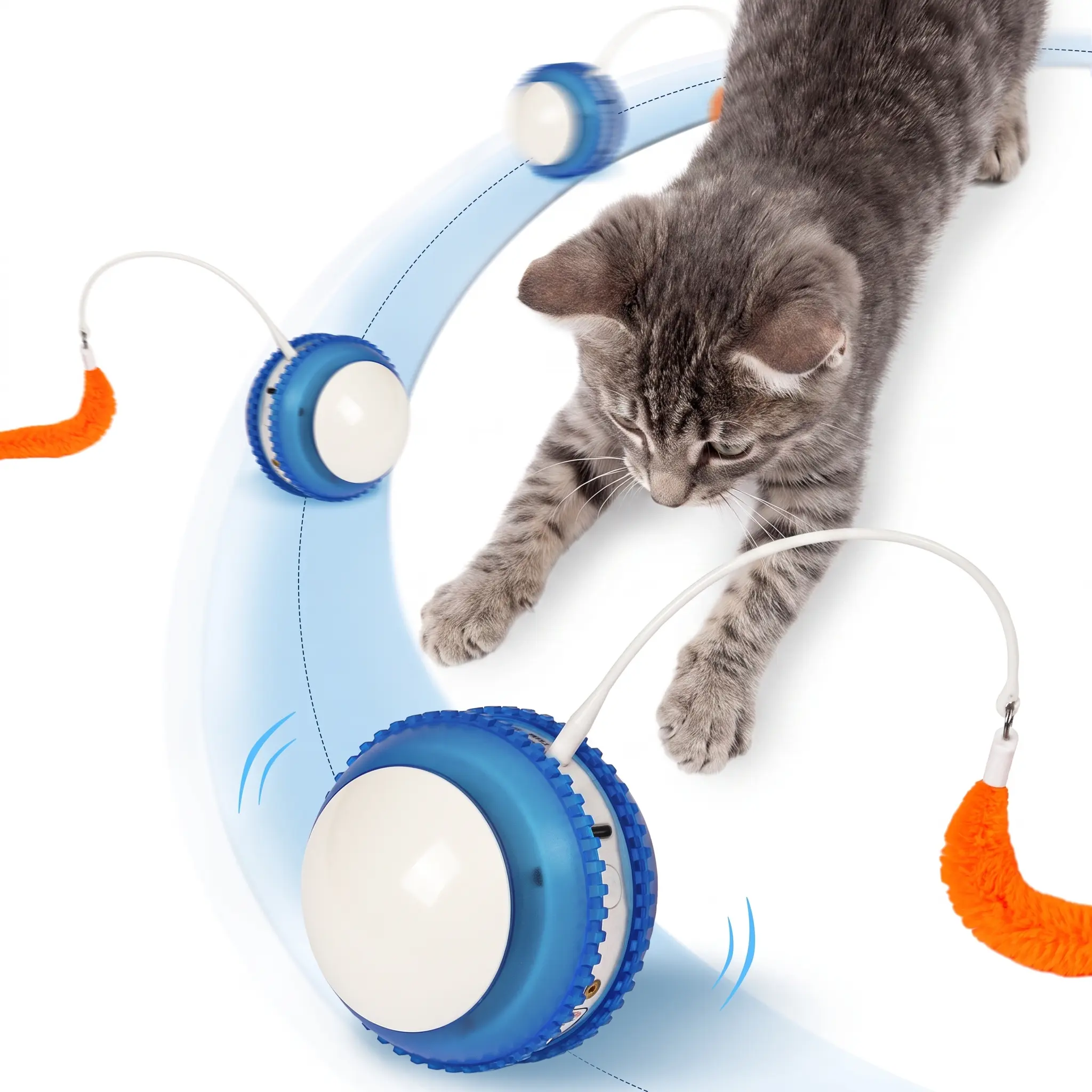 Automatic Rolling Ball Cat Toy - 3.5" Interactive Kitten-Friendly Touch-Activated Smart Toy, Dual Modes, Hunting Stimulation, Long Playtime, Surface-Safe for Wood, Marble, Carpet, Random Rolling