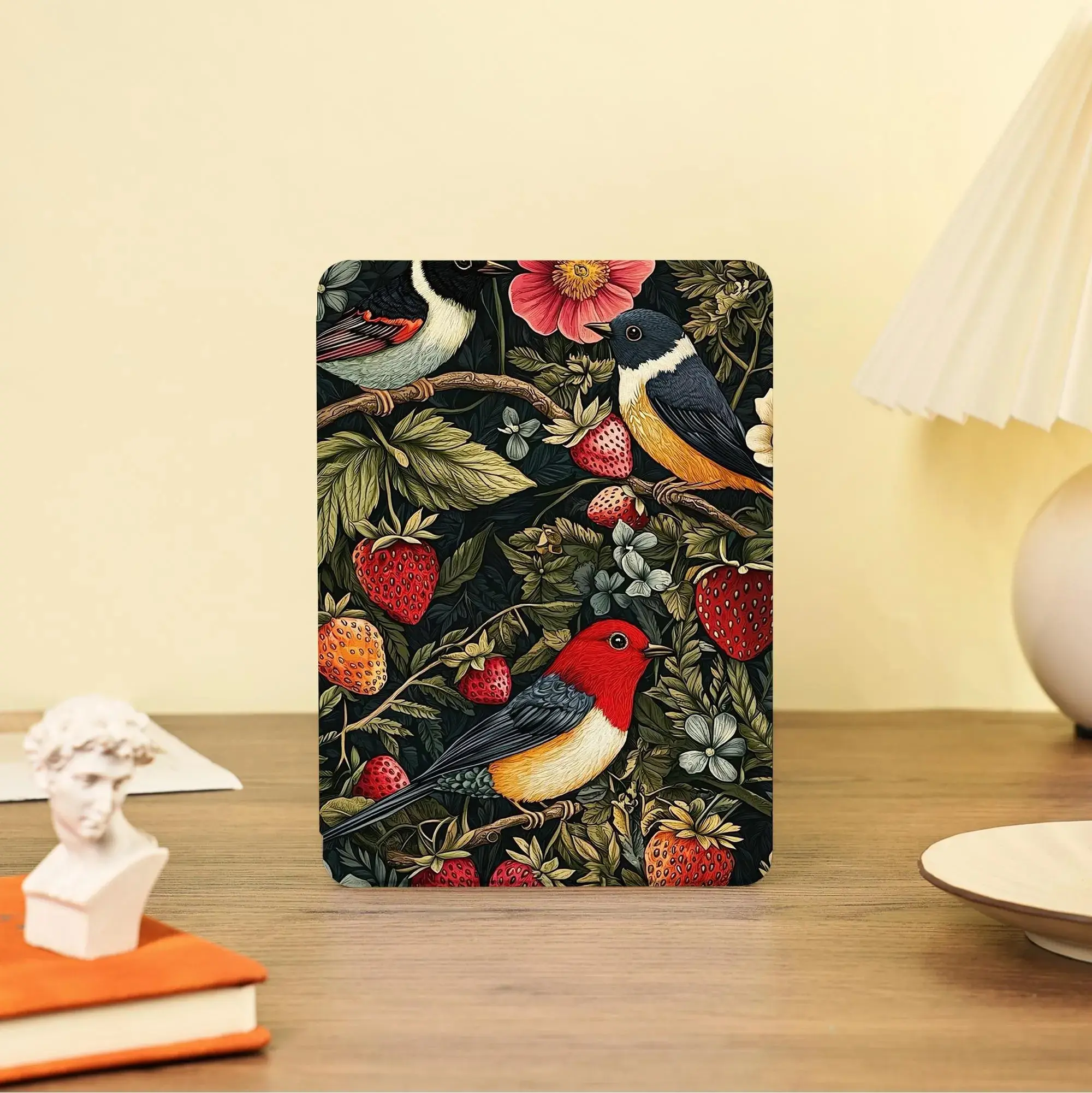 Retro Bird Strawberry All New Kindle Case With Hand Strap, Cover for Paperwhite 12th 7”, Kindle 2024, Fire 7, Kobo Clara BW Gift