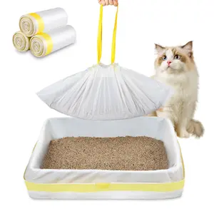 60PCS Drawstring Cat Litter Box Liners, Heavy Duty Tear & Leak Proof Drawstring Waste Bags, 26.4×12in Fits Most Automatic Self-Cleaning Cat Litter Boxes #Summervibes #petLovers