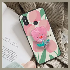 Kickstand Anti-knock Phone Case For Xiaomi Mi 8 Soft Case Waterproof Silicone quicksand Anti-dust drift sand glisten Fashion Design protective phone lens protection Simplicity TPU