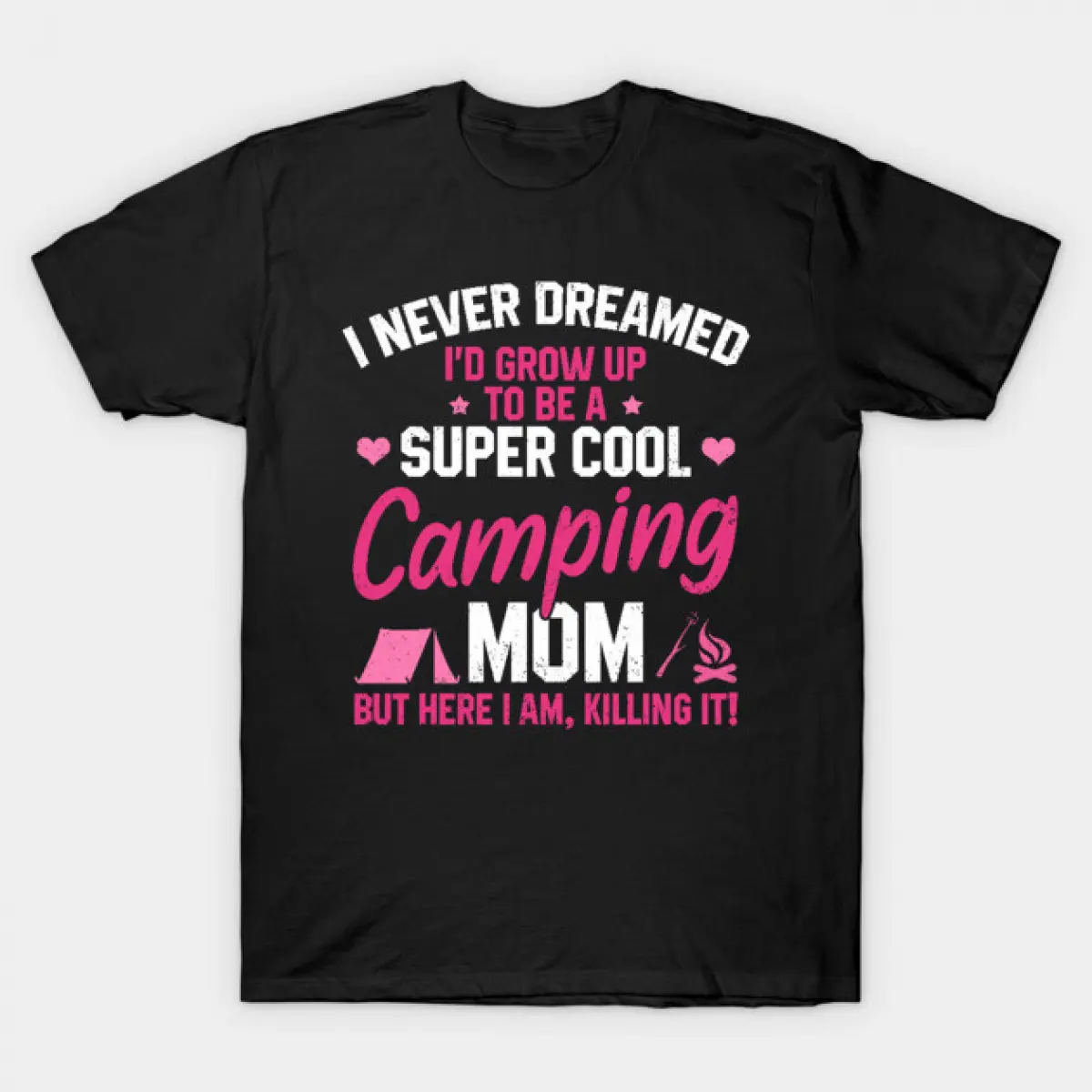 Women's Camping Mom Graphic T-Shirt, Comfortable Short Sleeve Crewneck, Soft Regular Fit Casual Top for Mother's Day, Shortsleeve