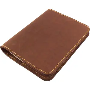 Refillable  Pocket Notebook - Mini Composition Cover - Fits Standard 4.5 x 3.25 Mini Composition Book (Dark Brown)
