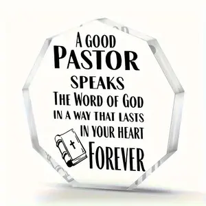Pastor Appreciation Acrylic Desktop Decoration, 1 Count Christian Thanksgiving Gift, Anniversary Christian Men and Women Thanksgiving Gift