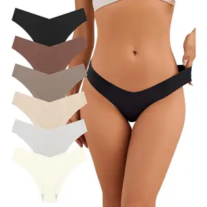 No Show Underwear Women Soft Seamless Bikini Panties Invisibles Breathable V Cut Cheeky 6 Pack