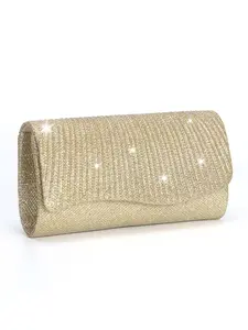 Classic Pleated Design Ladies Evening Bag Clutch Elegant Envelope Bag Wallet Purse with Magnetic Closure with Shoulder Chain Can be Shoulder Bag, Suitable for Wedding, Party, Prom, Holiday Gift