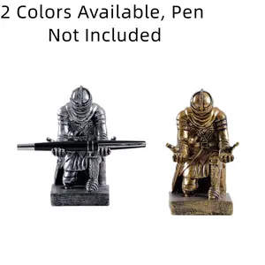 Knight Pen Holder Stand Heroic Desk Accessory Phone Stand Unique Birthday Gift Medieval Knight Pen Rest Vintage Office Decor