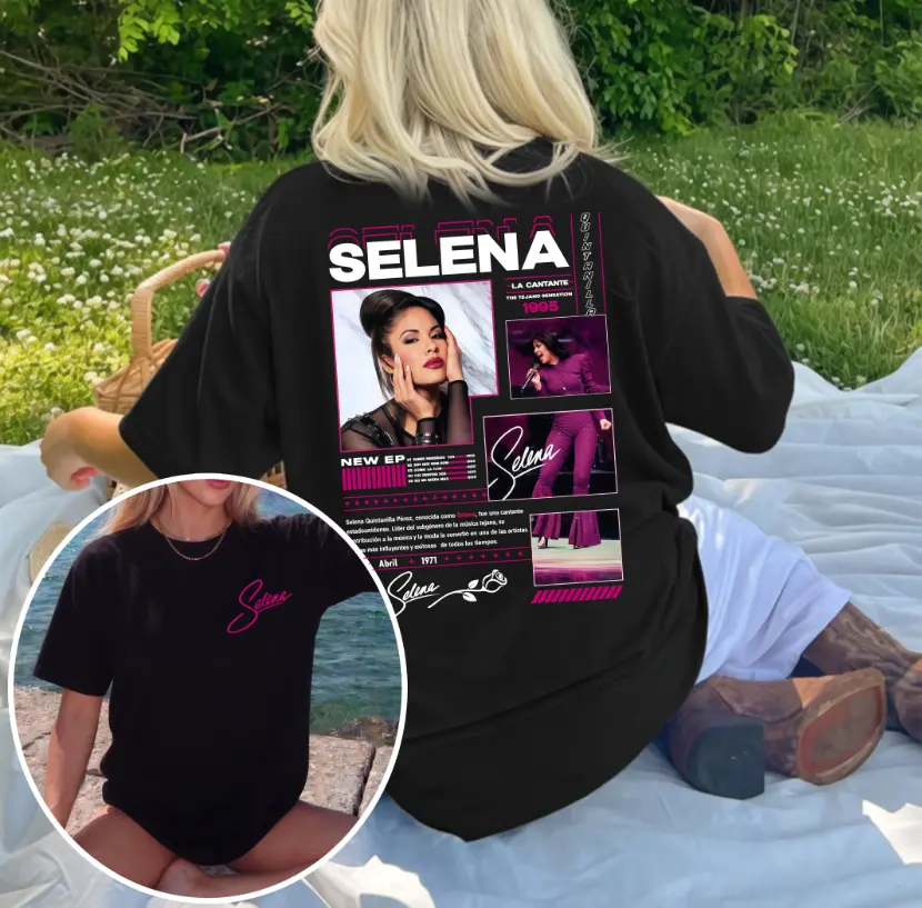 Selena Quintanilla Music T-shirt, Vintage 2 Sides Music Tour T-shirt, 100% Cotton, Loose Fit