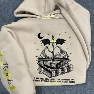 I am the Sky Embroidered Shirt, Vintage Basgiath War College Shirt, Fourth Wing , Dragon Rider Violet Sorrengail,Bookish The Empyrean Series