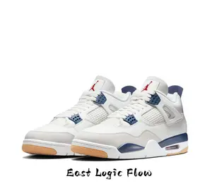 Obsessed with this clean white mid-top sneaker with navy accents and gum soles, perfect for sporty fits and casual street style