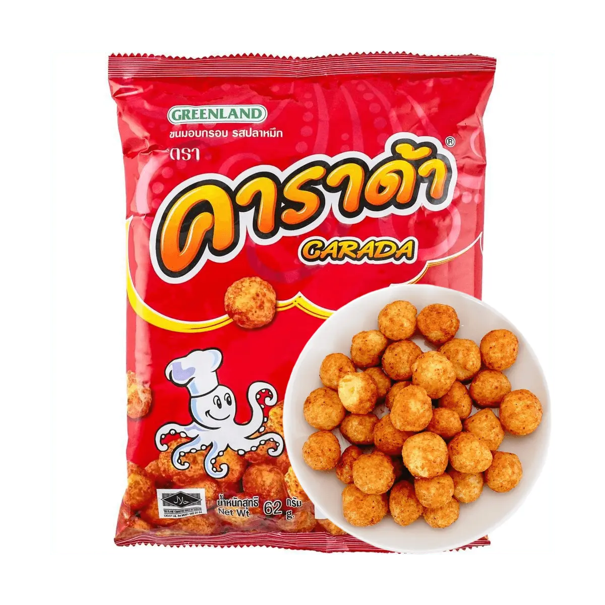 CARADA Crispy Squid Snacks - Thai Puffed Rice Crisps Balls 52g - Viral 7-Eleven Snack