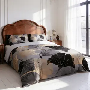 Ginkgo Leaf Print Bedding Set, Includes 1 Duvet Cover + 2 Pillowcases,No Insert  Soft Comfortable Fabric, Modern Bedroom Decor Gift