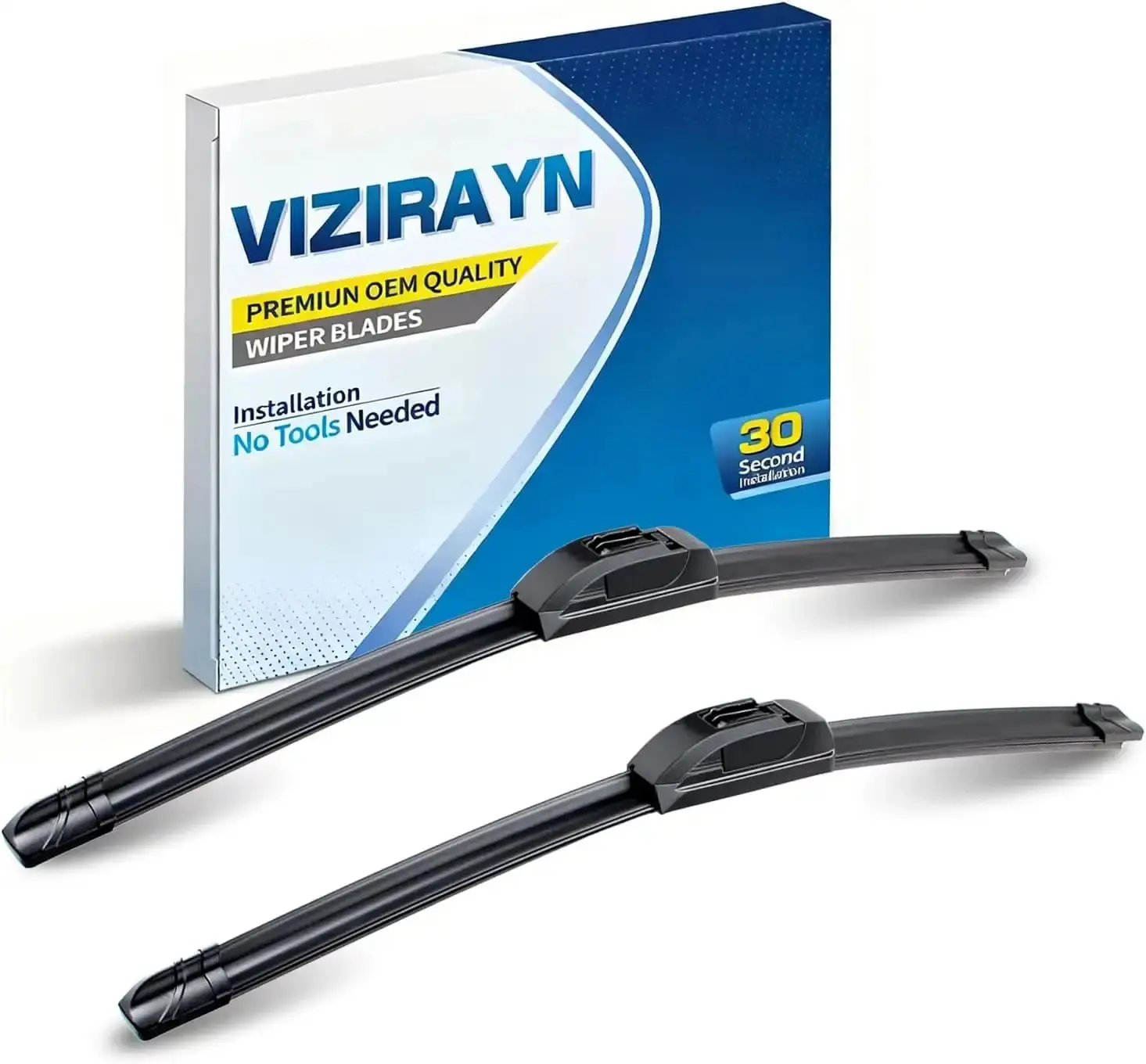22-inch Premium All-Season Windshield Wiper Set for Cars (2 Rubber Blades) with Universal Adapter, Easy Installation, Quiet Streak-Free Performance, Superior Wiping System, Dynamic Stability, Rain Cleaning