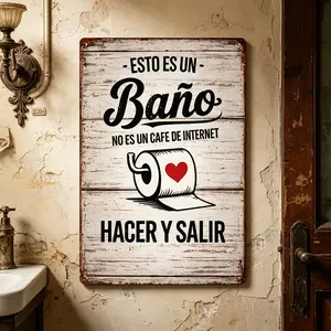 Letrero Metálico Divertido de Baño "Esto Es Un Baño No Es Un Cafe De Internet", 12x8 Pulgadas Placa de Aluminio Rústica Vintage, Decoración para Baño Hogar, Regalo Divertido para Amigos Familia