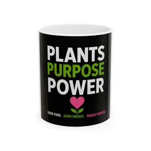 Plants Purpose Power Mug | Vegan Plant-Based Coffee Tea Mug