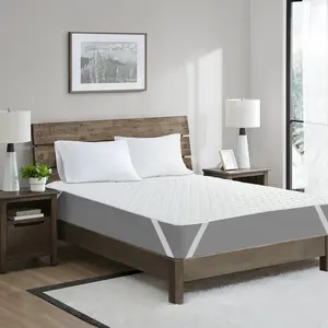 Waterproof Mattress Protector with Straps Pad Cover Queen Size Full King Twin Soft Breathable Noiseless Bed Cover with elastic Straps Washable cooling protector