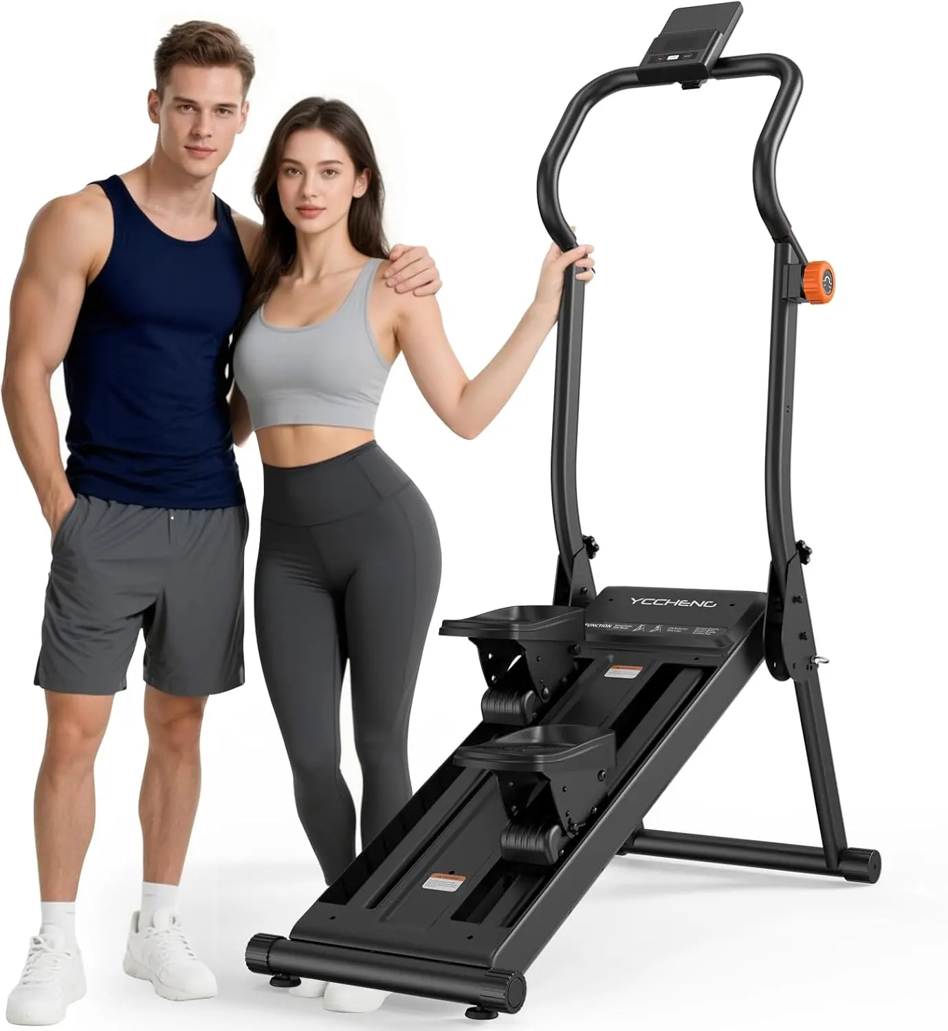 Magnetic Stair Stepper with 16-Level Adjustable Resistance,Stair Vertical Climber with Led Screen for Home Gym, Foldable Stairmaster Machine with 350LBS Capacity
