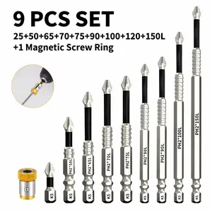 【FathersDayGift】TOOLIX PH2 Magnetic Screwdriver Power Bit Set 9-Piece (25–150mm)  + Magnetic Screw Ring – Electric Drill for Home & Professional Repair, k5 drillbit, excavator tools, high  Magnetic screwdriver bit. Drill Bits,Magnetic Screw Ring