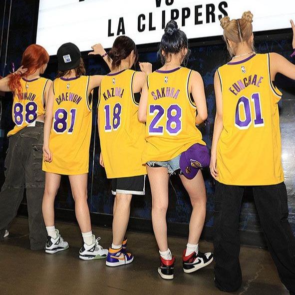 LE SSERAFIM K-POP Unisex Basketball Jersey Cotton Crew Neck Tee (Yunjin)