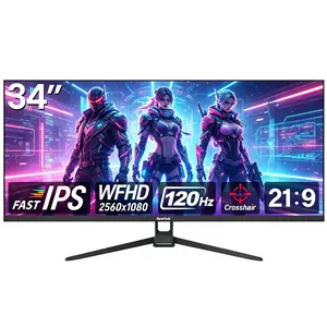 Gawfolk 34" IPS Ultrawide Gaming Monitor – 120Hz, 2560x1080P, Zero Frame, DP & HDMI, VESA Wall-Mountable