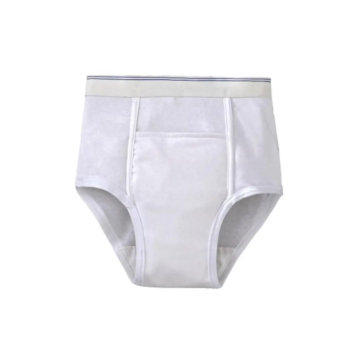 212 MAIN Men's Reusable Incontinence Brief - Medium Plain Menswear Underwear, Oversized Polyester-Cotton Knit Fabric Layer, Fly Closure, Waterproof Feature for Moderate-Heavy Bladder Incontinence, Multilayered Design