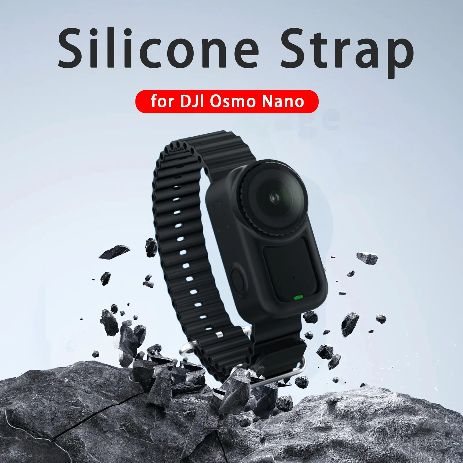 for DJI Osmo Nano Silicone Protective Case, Black, Action Cam, Allows for Outdoor Sports, Campus Photography, Holiday Travel Hands-Free Video Recording, Lightweight and Durable, Adjustable Strap, Camera Protection, Ideal Gift for Nano User