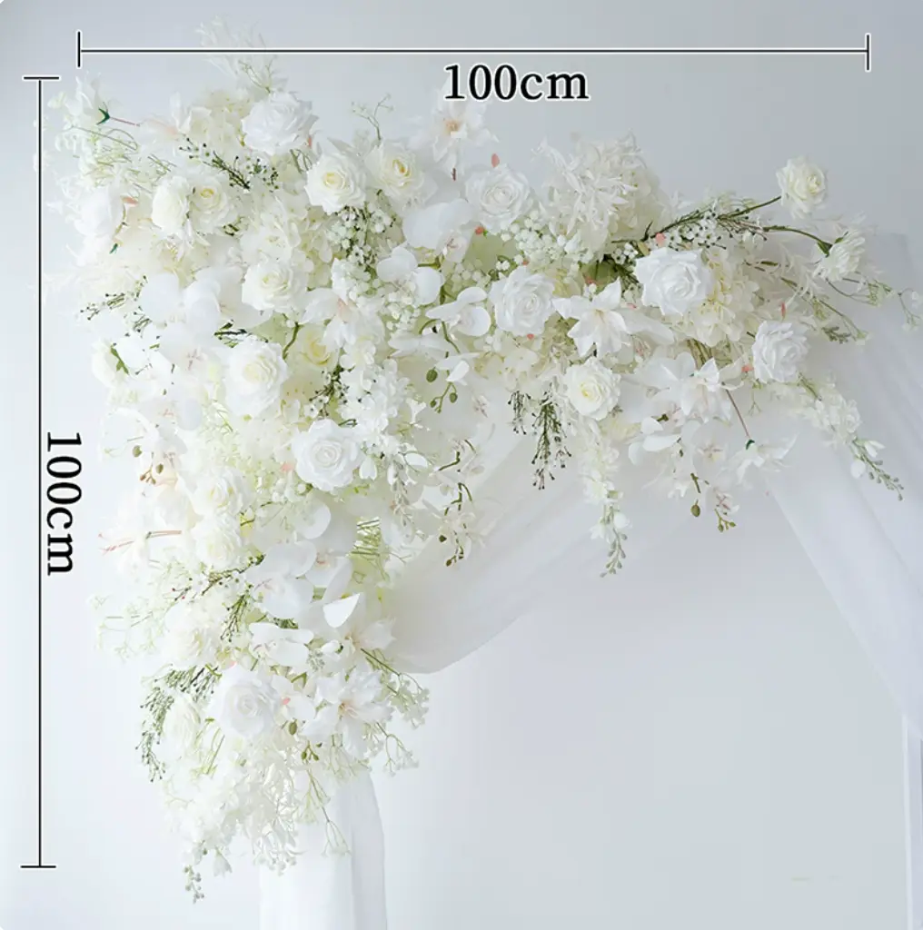 European White Wedding Arch Floral Arrangement | Faux Silk Ceremony Backdrop Decor