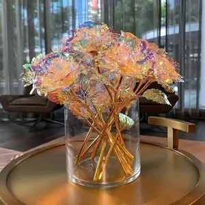 8pc Rose-gold Crystal Artificial Flowers