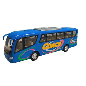 KINSMART 7 Inch Blue Die-Cast Metal & Plastic Coach Bus Toy with Openable Door Pull-Back Action Compact Collectible Model Made in China