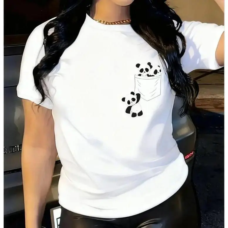 Women's 100% Cotton Graphic Short-Sleeve Round Neck Casual Tee - Versatile Sports Fit T-Shirt for Women's Clothes